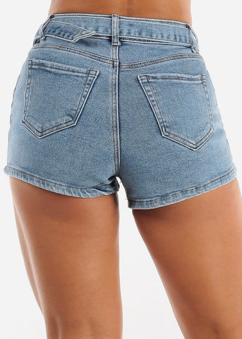 Image of High Waisted Denim Shorts w Fanny Pack