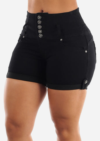 Image of MX JEANS Butt Lift Spandex Waist Black Shorts