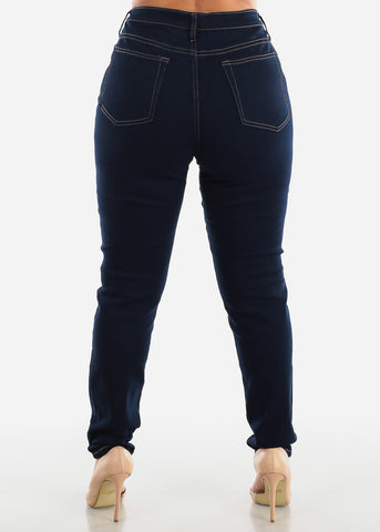 Image of PLUS SIZE High Waisted Skinny Jeans Dark Wash