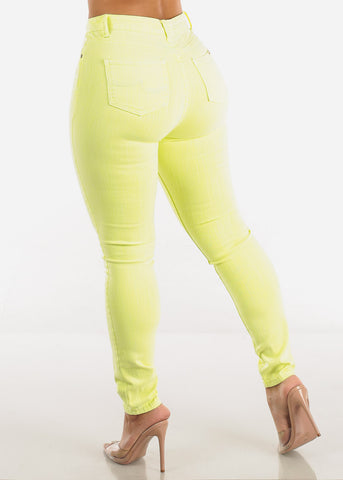 Image of High Waisted Neon Yellow Skinny Jeans