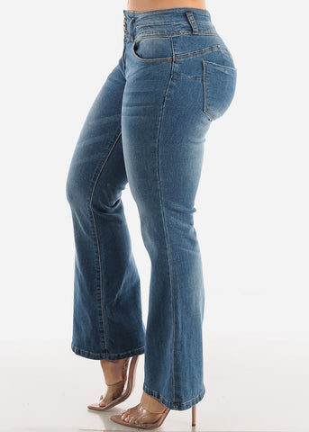 Image of Levantacola Mid Rise Bootcut Jeans Med Blue