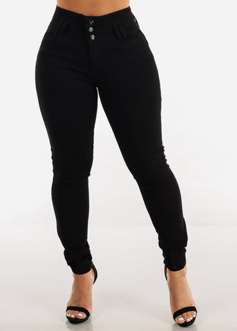Image of Black High Waisted Butt Lifting Skinny Jeans