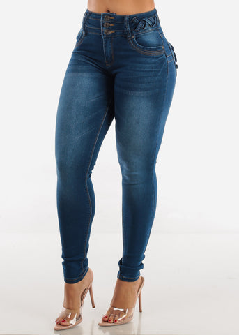 Image of MX JEANS Butt Lifting Dark Blue Skinny Jeans