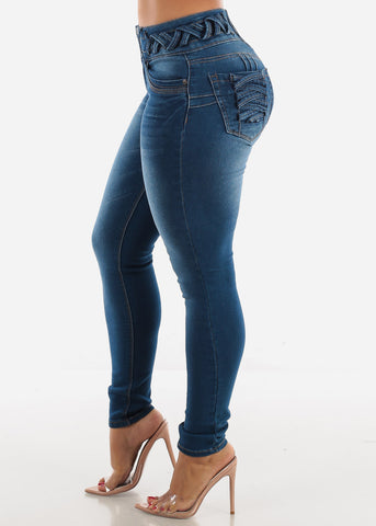 Image of MX JEANS Butt Lifting Dark Blue Skinny Jeans
