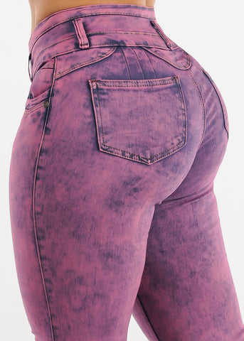 Image of Purple High Rise Levanta Cola Jeans