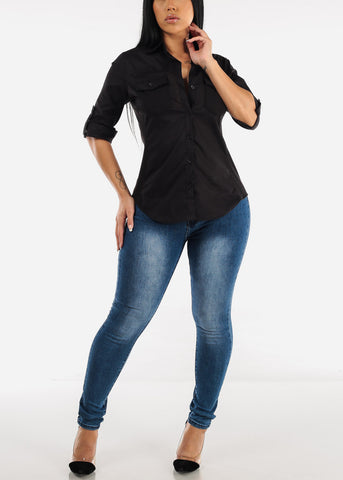 Image of High Waisted Blue Wash Skinny Jeans