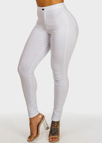 Image of White High Waist Hyper Stretch Slim Fit Skinny Pants