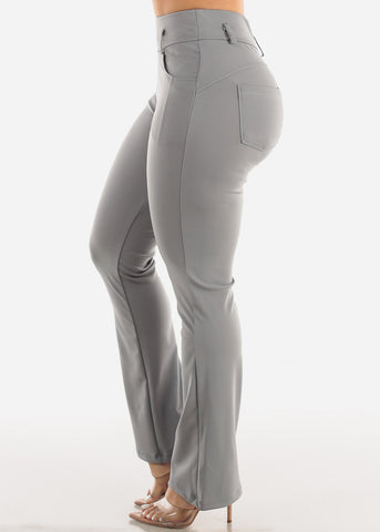 Image of Grey Super High Waist Dressy Bootcut Pants