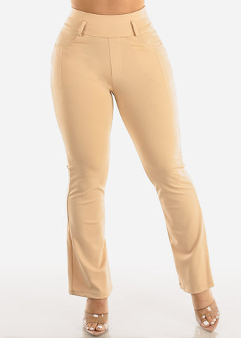 Image of Khaki Super High Waist Dressy Bootcut Pants