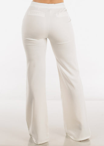 Image of White High Waist Formal Flared Bootcut Dress Pants