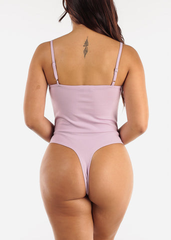 Image of Sleeveless Lavender Thong Corset Bodysuit