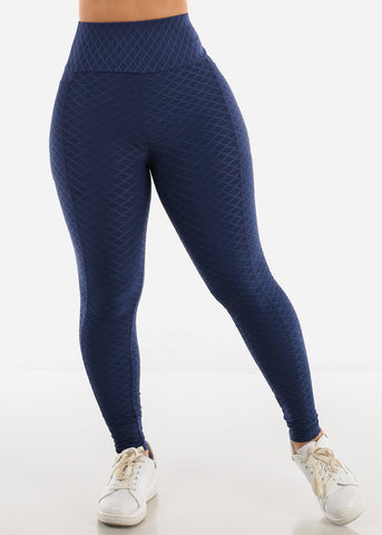 Image of Workout Booty Lifting Textured Leggings Navy