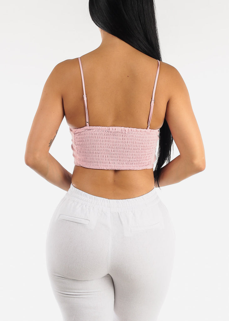Sleeveless Crochet Crop Top Pink