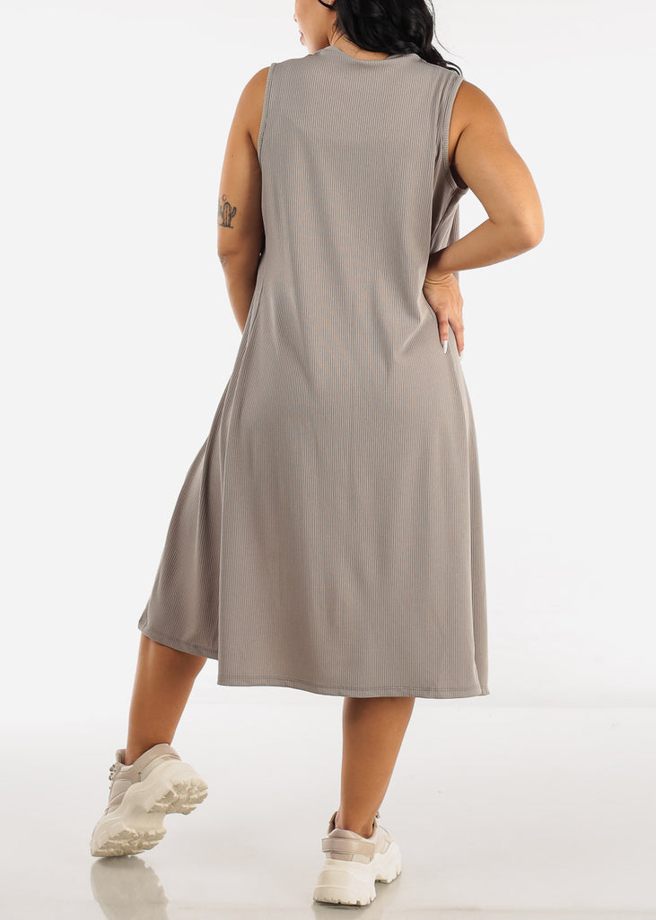 Grey Sleeveless Cardigan, Cropped Tank Top & Shorts (3 PCE SET)