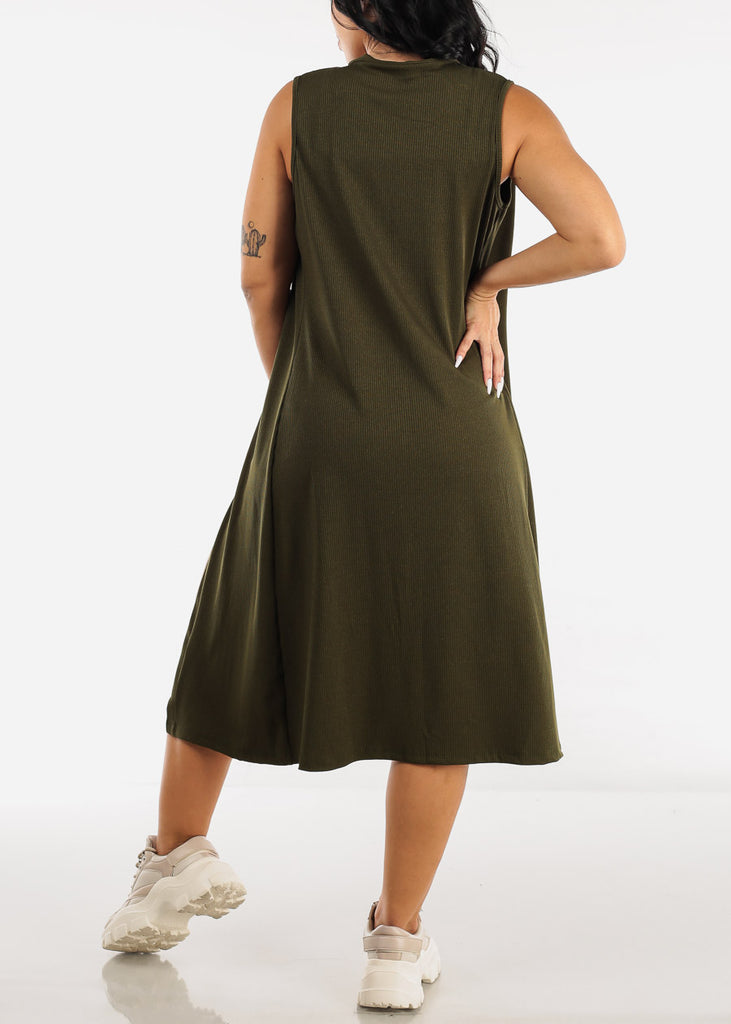 Olive Sleeveless Cardigan, Cropped Tank Top & Shorts (3 PCE SET)