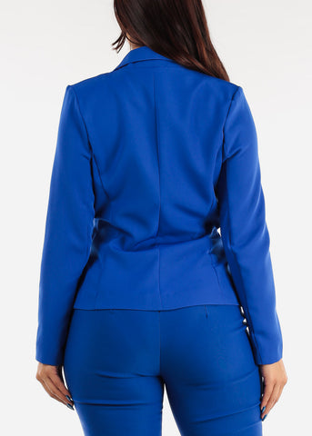 Image of Long Sleeve Single Button Blazer Royal Blue