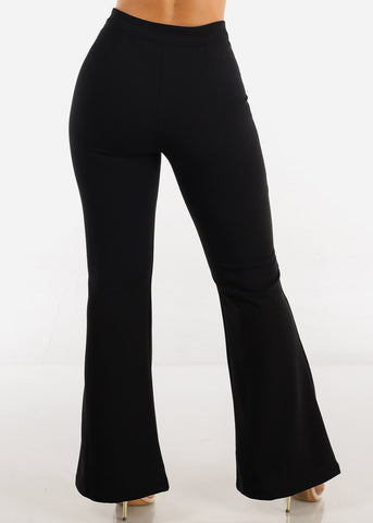 Image of Black High Waist Wide Leg Flare Dress Pants