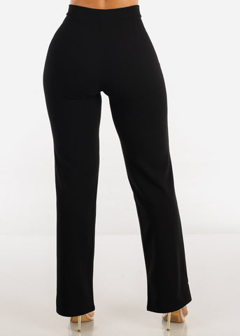 Image of Black High Waist Bootcut Dress Pants
