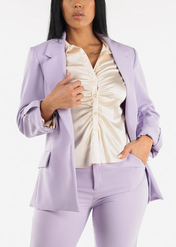 Image of Lavender Long Sleeve Relax Fit Blazer
