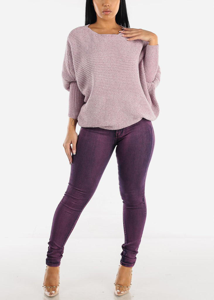 Lavender Bubble Sleeve Dolman Sweater