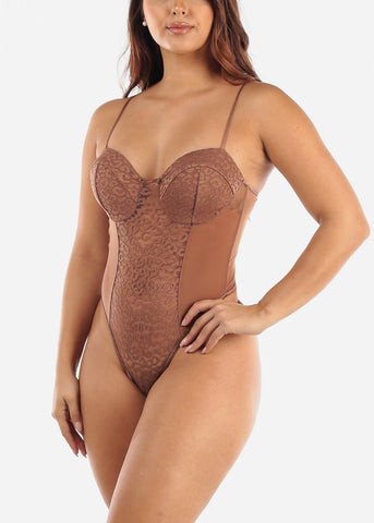 Image of Sexy See Through Mesh Bodysuit w Leopard Mesh