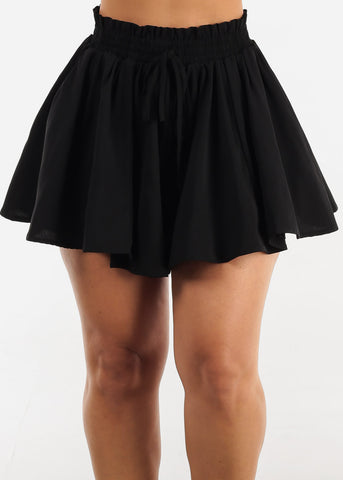 Image of Black Flare Paperbag Waist Shorts