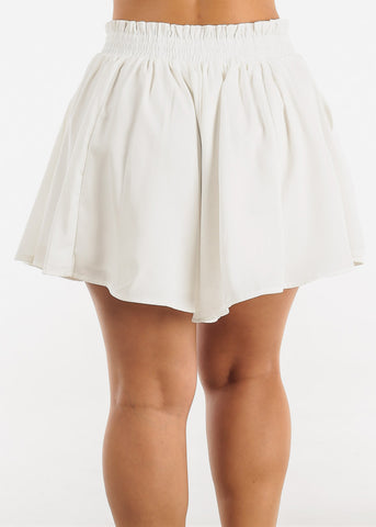 Image of White Flare Paperbag Waist Shorts