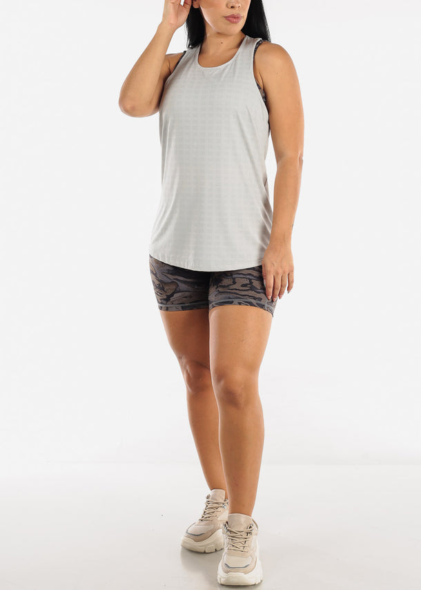 Twisted Racerback Active Tunic Tank Top Light Grey