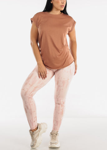 Image of Activewear High Waisted Leggings Pink Printed