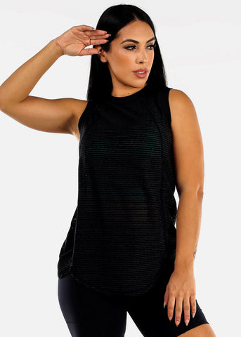 Image of Black Activewear Raglan Muscle Top