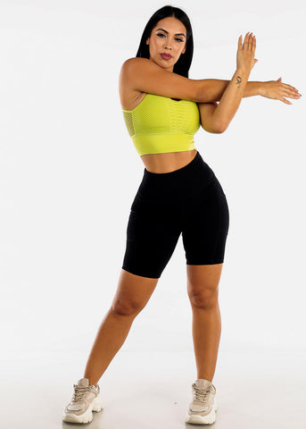 Image of Neon Yellow Cut Out Seamless Sports Bra