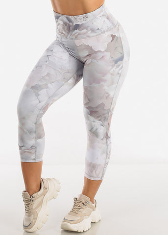 Image of Activewear High Waisted Capri Leggings Floral