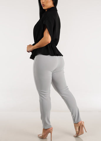 Image of Butt Lifting High Waist Dressy Skinny Pants Grey