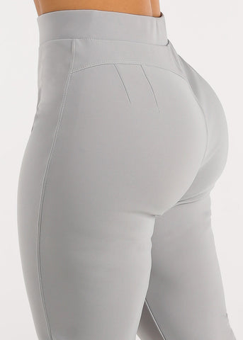 Image of Butt Lifting High Waist Dressy Skinny Pants Grey