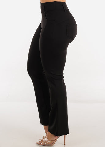 Image of Black Super High Waist Dressy Bootcut Pants