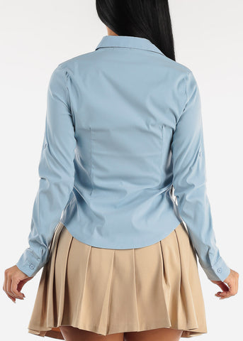 Image of Long Sleeve Light Blue Button Up Shirt