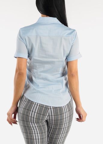 Image of Short Sleeve Button Down Light Blue Shirt