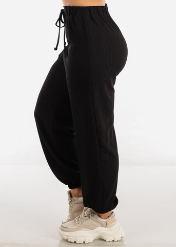 Image of Black High Waisted Relax Fit Jogger Pants