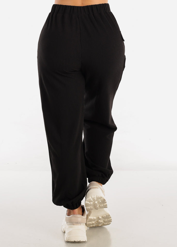 Black High Waisted Relax Fit Jogger Pants