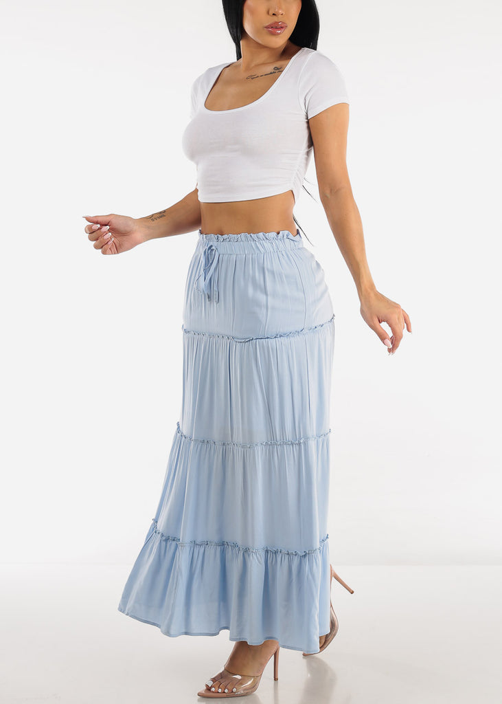 White Short Sleeve Ruched Sides Crop Top