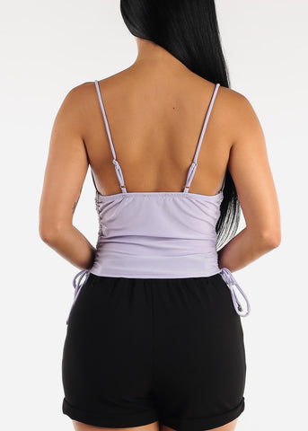 Image of Lilac Sleeveless Side Ruched Tank Top