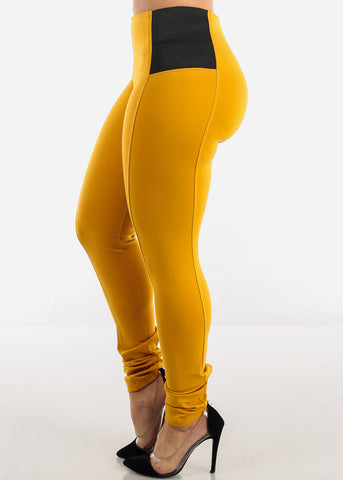 Image of Spandex Waist Mustard Skinny Pants