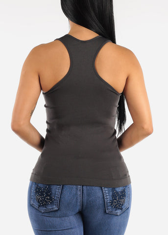 Image of One Size Racerback Seamless Top (Charcoal)