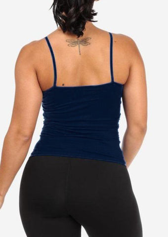Image of One Size Spaghetti Strap Seamless Top (Navy)